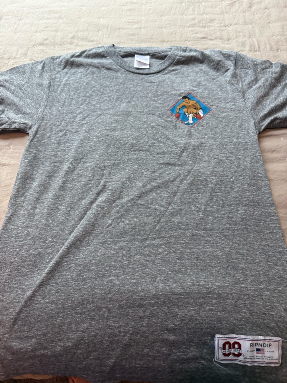 Ripndip Gray Heather Tee with Colorful Dog Skate Graphic